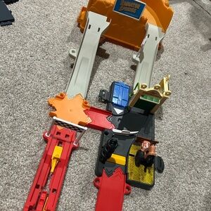 Dynamic Racing Track Set with Red and Orange Highlights